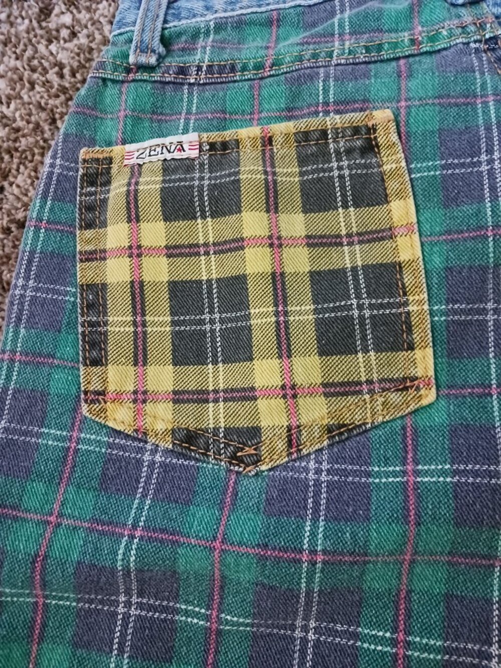 ZENA Vintage 90's Women's plaid jean shorts 11/12 - Picture 5 of 11